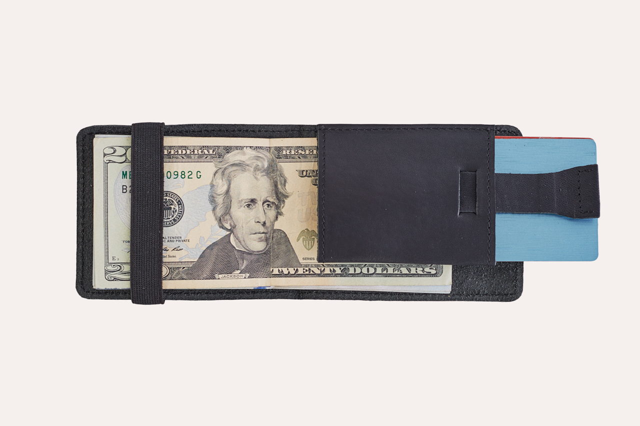 Men's Kiko Leather Cash Fold Card Case — Black
