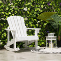 Outdoor Wooden Kid Adirondack Rocking Chair with Slatted Seat-Coffee