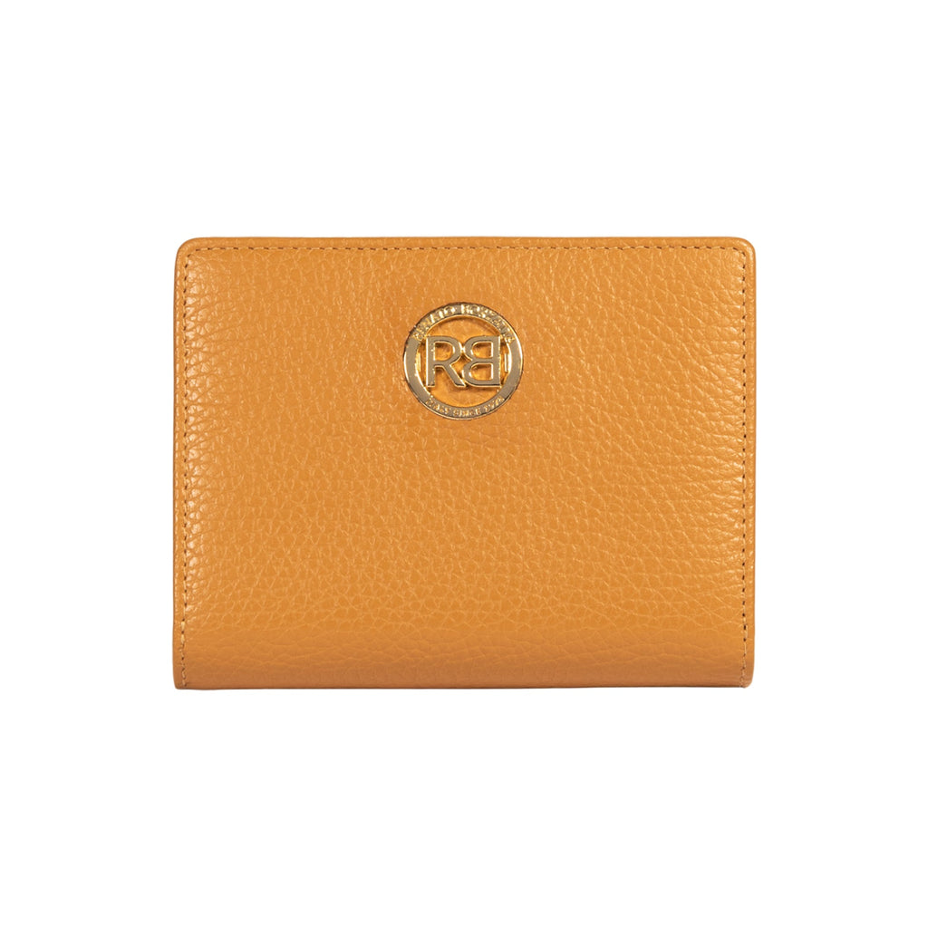 RB1080GCQ | Women's Wallet Made in Italy in Genuine Dollar Grain Leather. Tan Color. Dimensions (closed): 13 x 9 x 2.5 cm