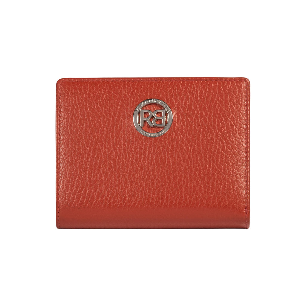RB1080SAM | Women's Wallet Made in Italy in Genuine Dollar Grain Leather. Paprika Color. Dimensions (closed): 13 x 9 x 2.5 cm