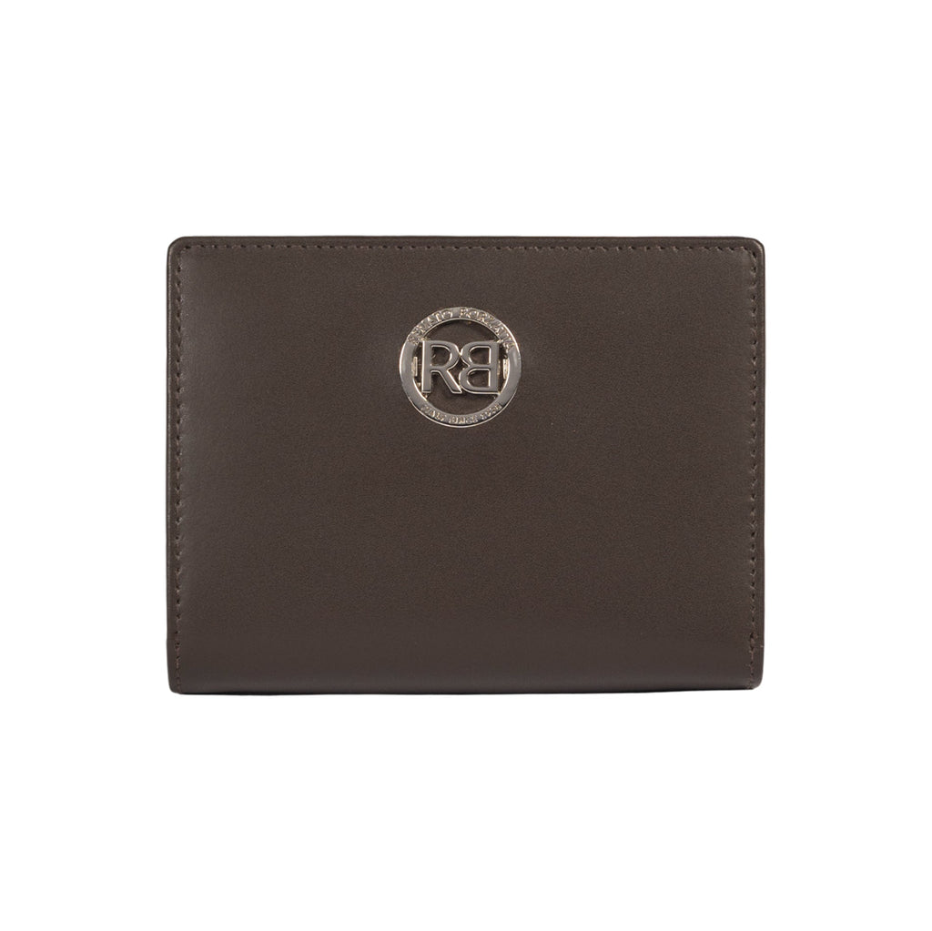 RB1083SB | Women's Wallet Made in Italy in Genuine Smooth Matte Leather. Dark Brown. Dimensions (closed): 13 x 9 x 2.5 cm