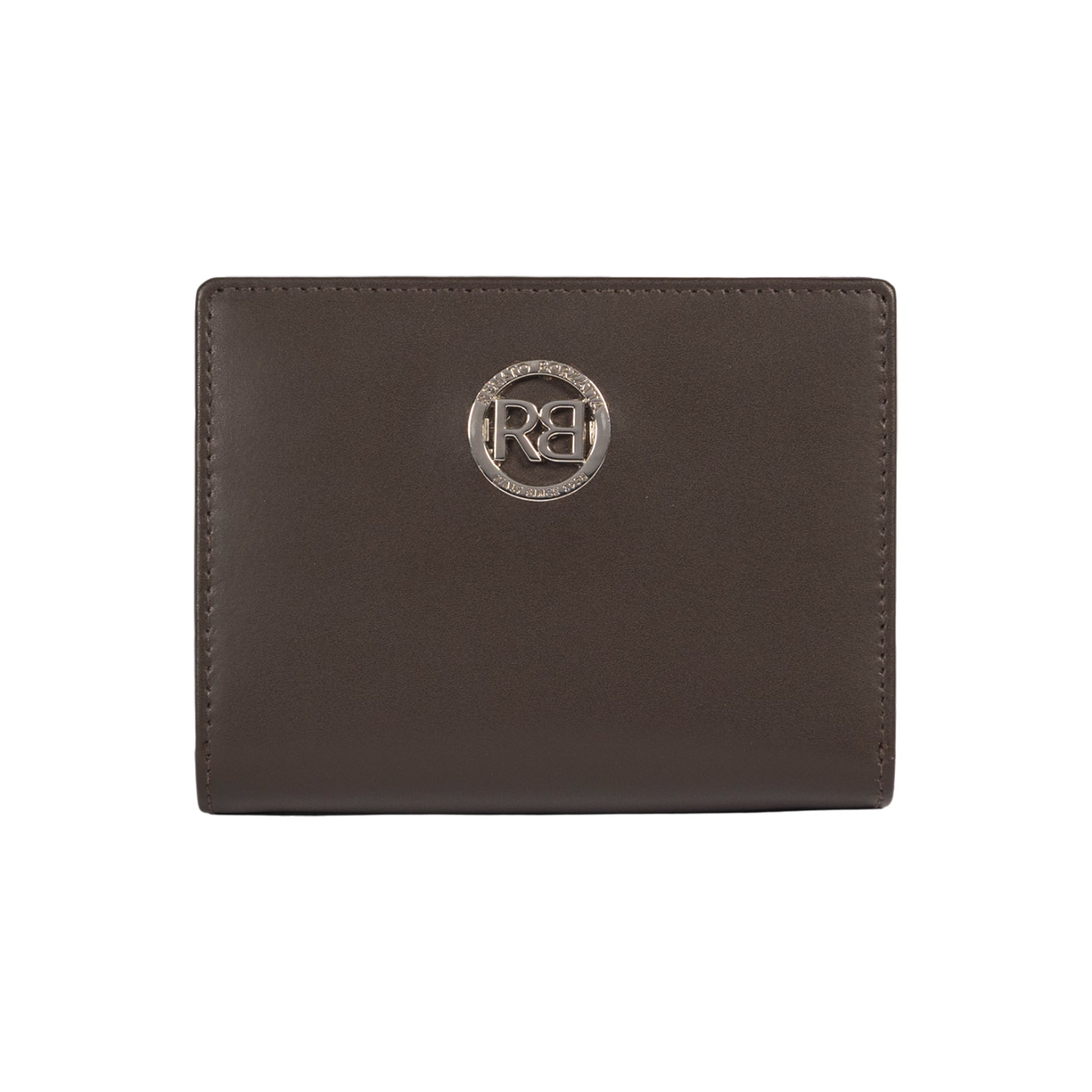 RB1083SB | Women's Wallet Made in Italy in Genuine Smooth Matte Leather. Dark Brown. Dimensions (closed): 13 x 9 x 2.5 cm