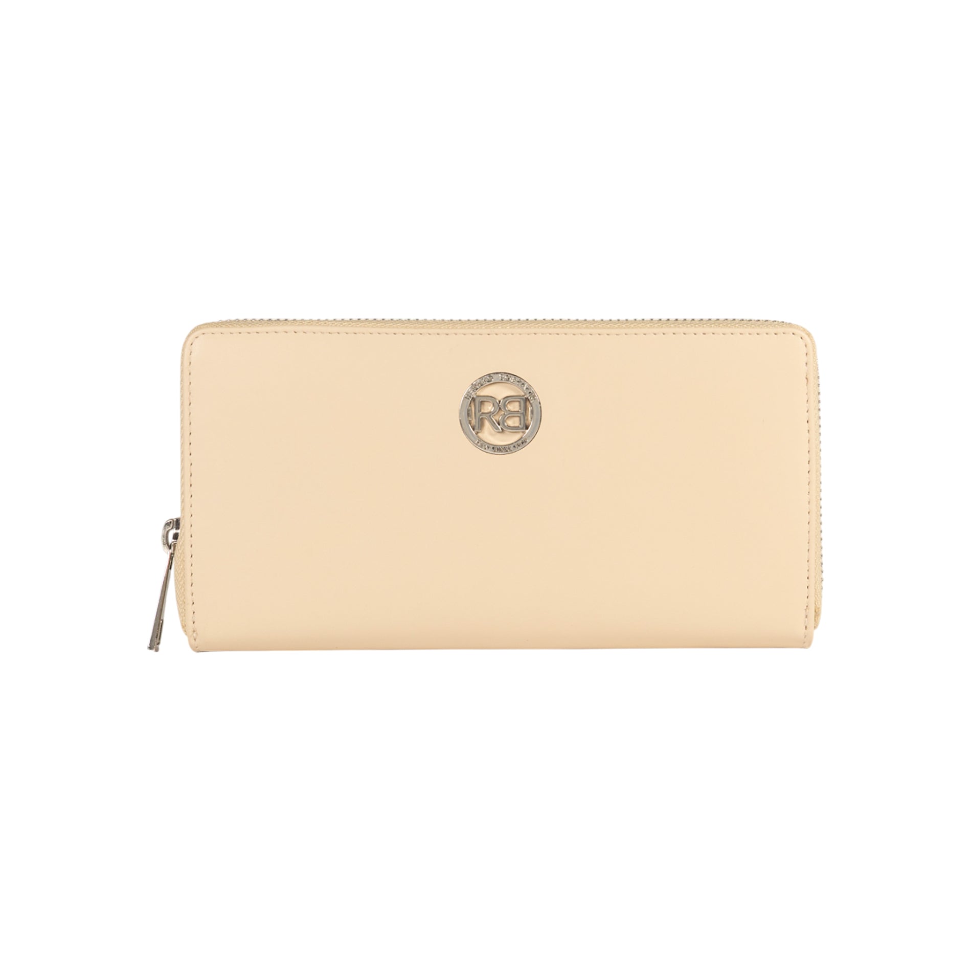 RB1084SAL | Women's zippered wallet made in Italy in smooth, matte genuine leather. Beige color. Dimensions: 20 x 10 x 2.5 cm.