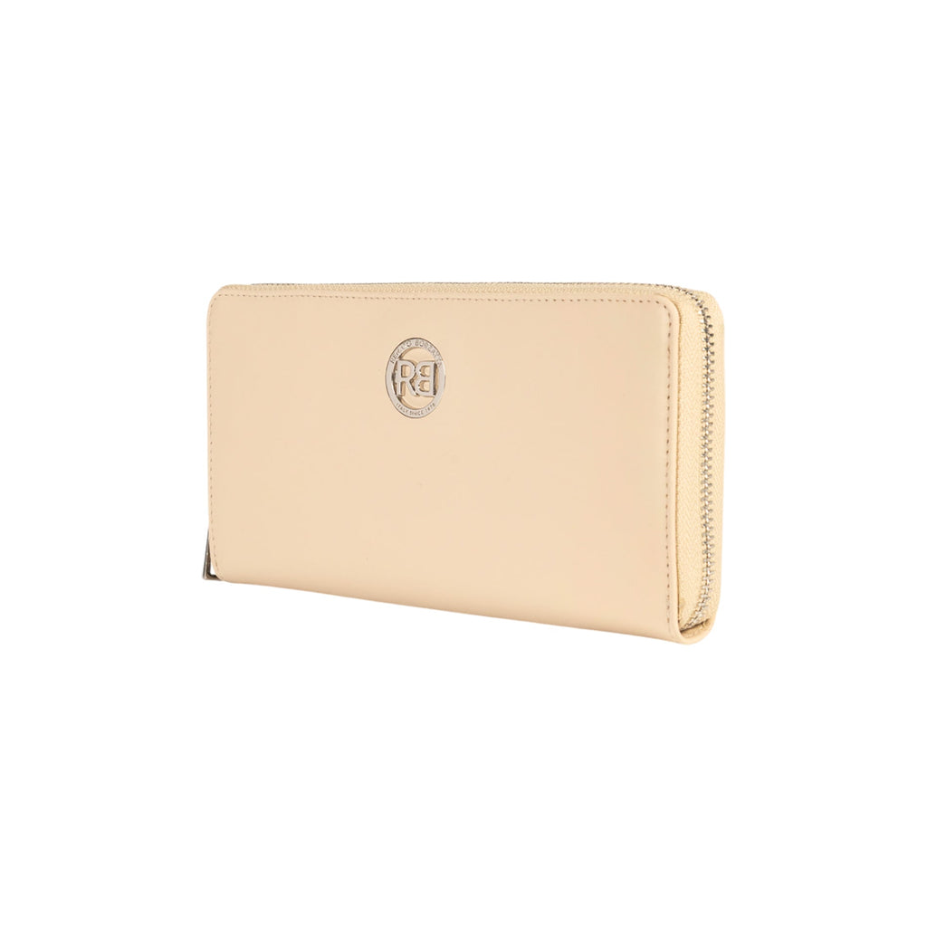 RB1084SAL | Women's zippered wallet made in Italy in smooth, matte genuine leather. Beige color. Dimensions: 20 x 10 x 2.5 cm.