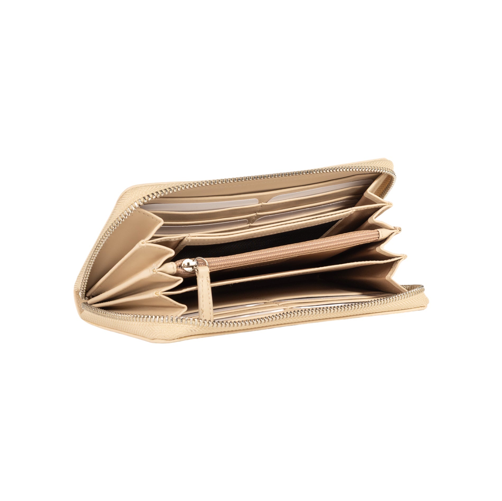 RB1084SAL | Women's zippered wallet made in Italy in smooth, matte genuine leather. Beige color. Dimensions: 20 x 10 x 2.5 cm.