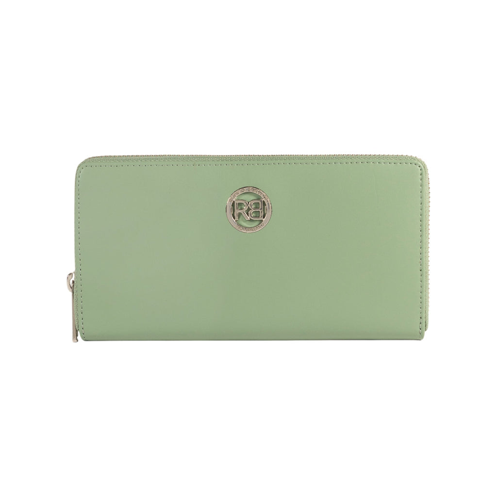 RB1084SBF | Women's zippered wallet made in Italy in smooth, matte genuine leather. Mint color. Dimensions: 20 x 10 x 2.5 cm.