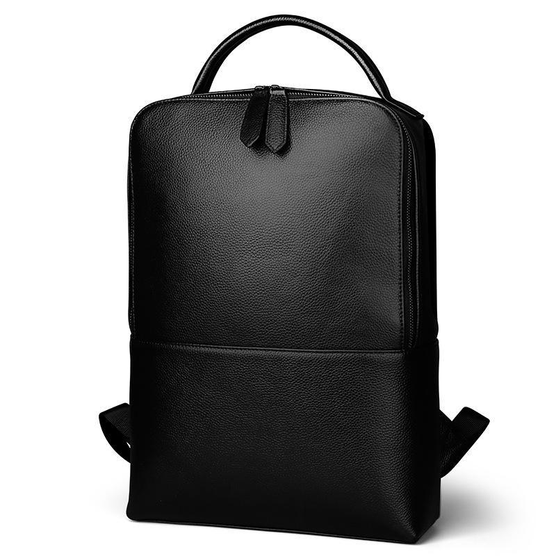 Men's Steel Horse Leather Skald Slim Black Pebbled Leather Backpack