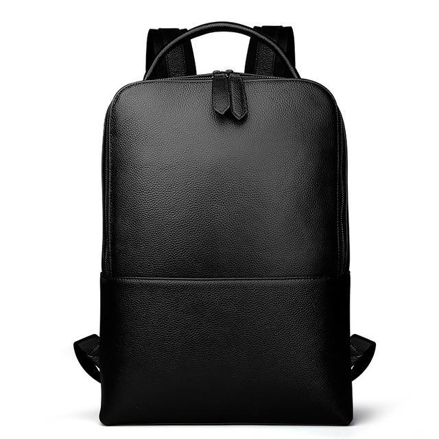Men's Steel Horse Leather Skald Slim Black Pebbled Leather Backpack
