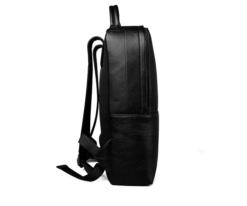 Men's Steel Horse Leather Skald Slim Black Pebbled Leather Backpack