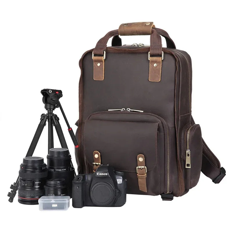 Steel Horse Leather Gaetano Full Grain Leather DSLR Camera Backpack