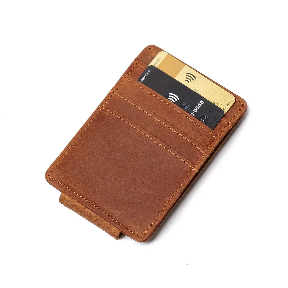 Men's Steel Horse Leather Walden Handmade Crazy Horse Leather Front Pocket Wallet