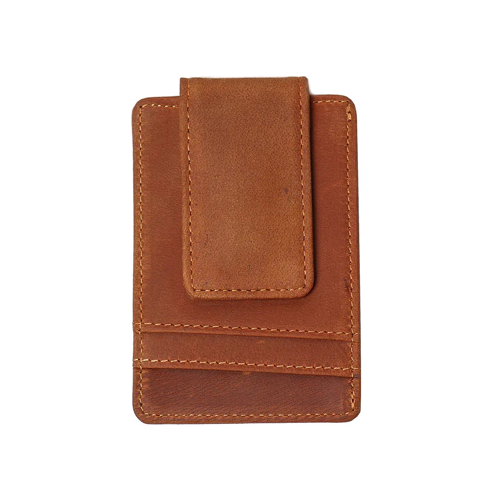 Men's Steel Horse Leather Walden Handmade Crazy Horse Leather Front Pocket Wallet