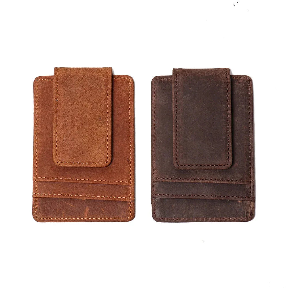 Men's Steel Horse Leather Walden Handmade Crazy Horse Leather Front Pocket Wallet