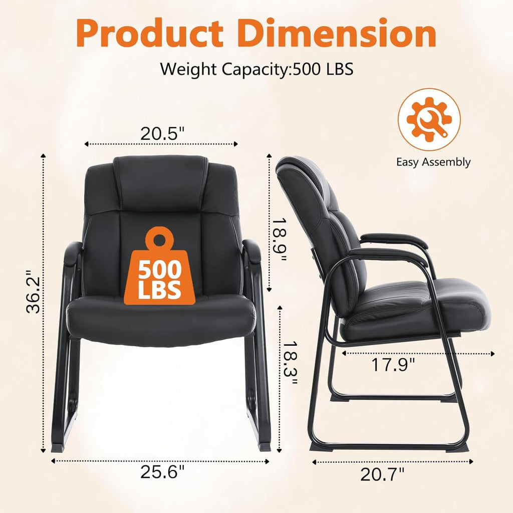 Commercial Leather Reception Chair 500 Lb Capacity