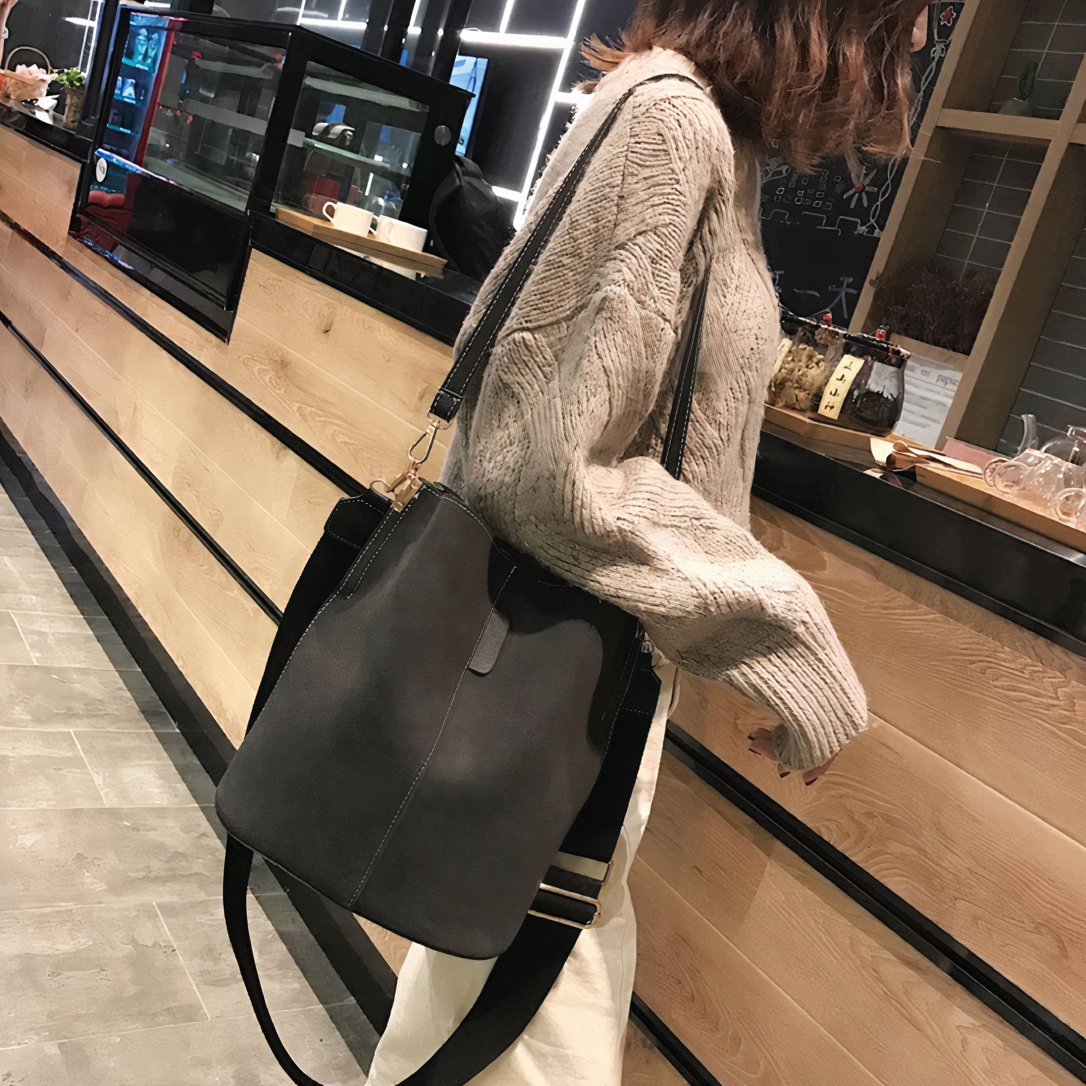 Women's ClaudiaG Blake Suede-Feel Vegan Leather Bucket Bag — Black