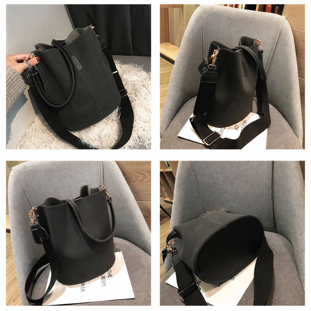 Women's ClaudiaG Blake Suede-Feel Vegan Leather Bucket Bag — Black