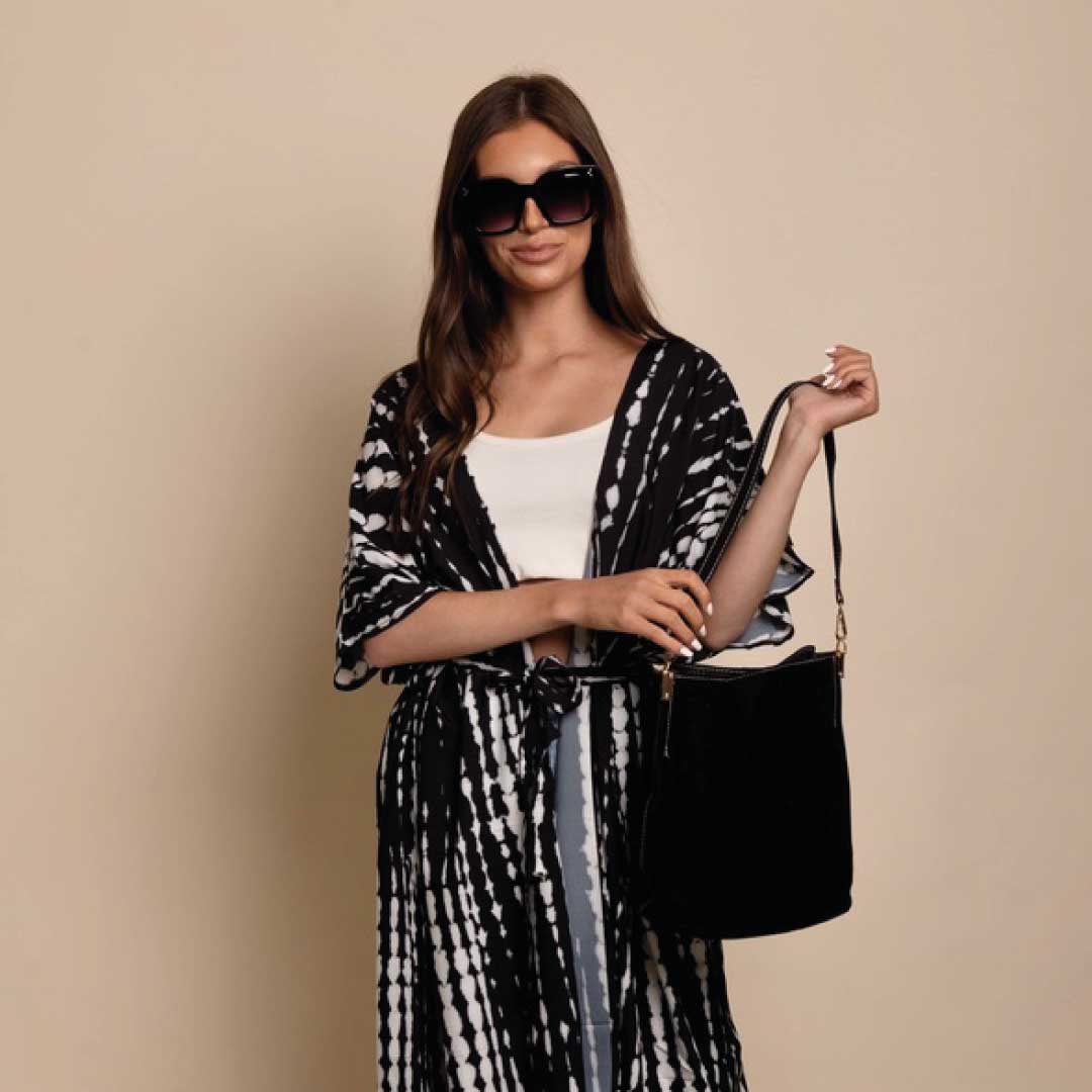 Women's ClaudiaG Blake Suede-Feel Vegan Leather Bucket Bag — Black