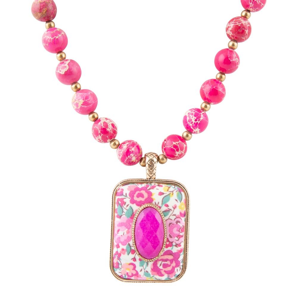 Women's Barse Jewelry Pink Agate & Jasper Floral Pendant Necklace