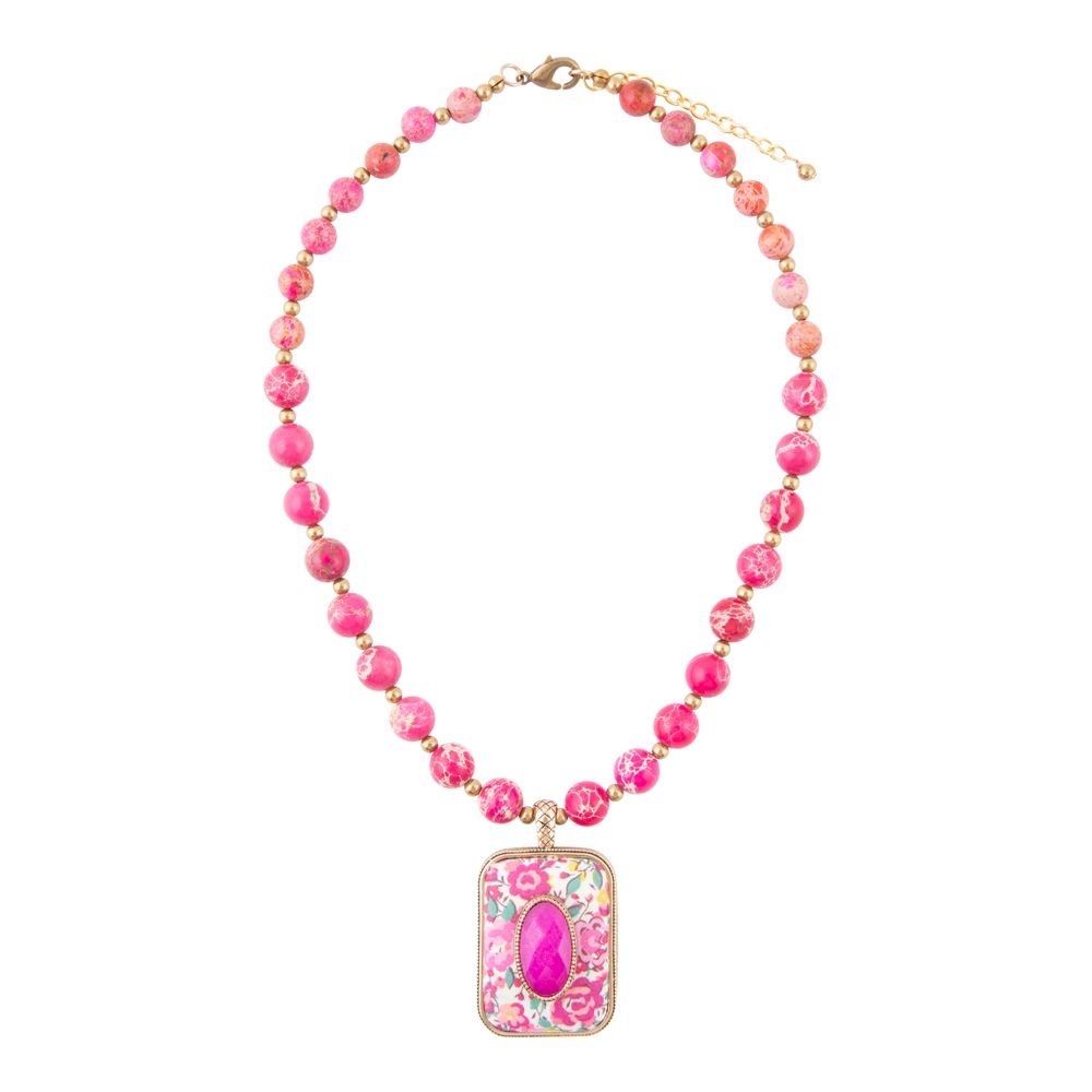 Women's Barse Jewelry Pink Agate & Jasper Floral Pendant Necklace