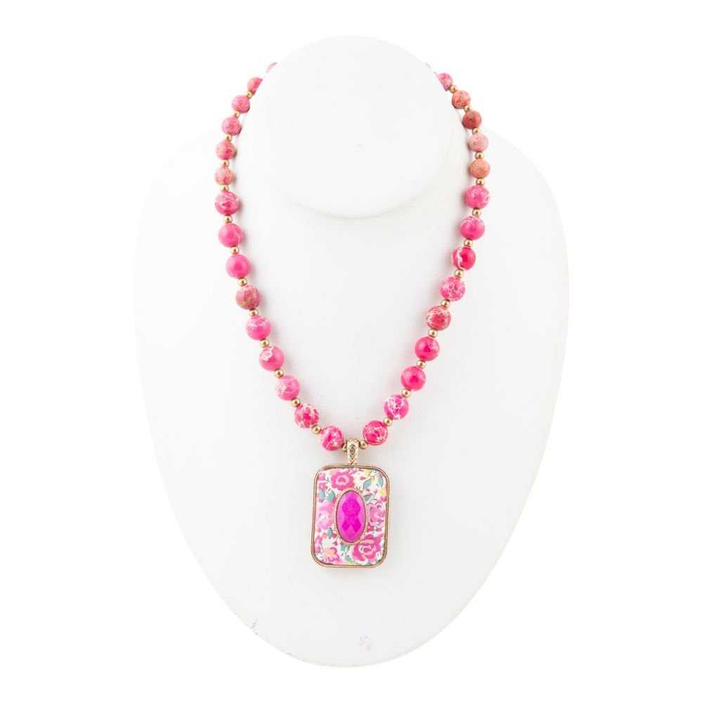 Women's Barse Jewelry Pink Agate & Jasper Floral Pendant Necklace