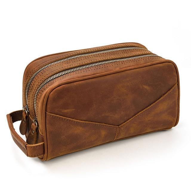 Men's Steel Horse Leather Nomad Genuine Leather Travel Toiletry Bag