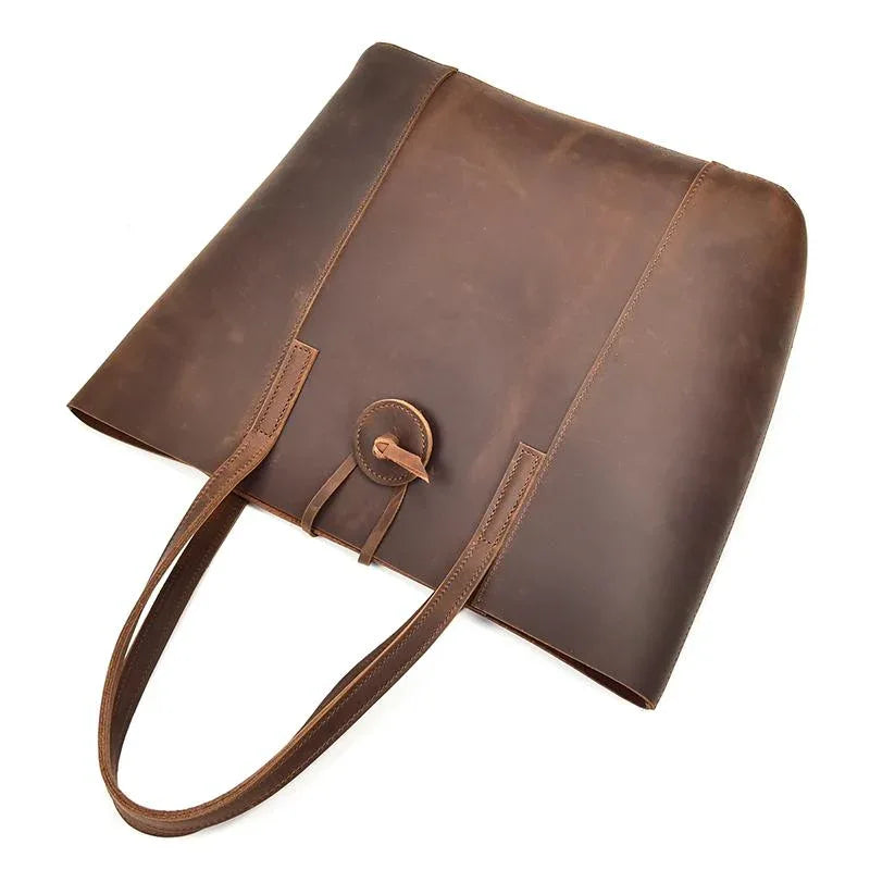 Women's Steel Horse Leather Taavi Handcrafted Crazy Horse Leather Tote Bag
