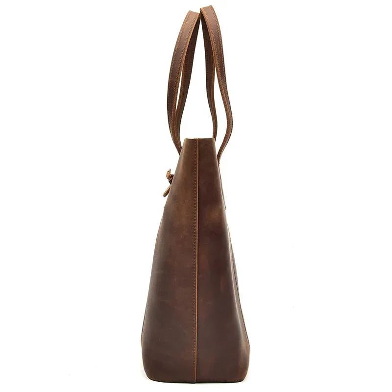 Women's Steel Horse Leather Taavi Handcrafted Crazy Horse Leather Tote Bag