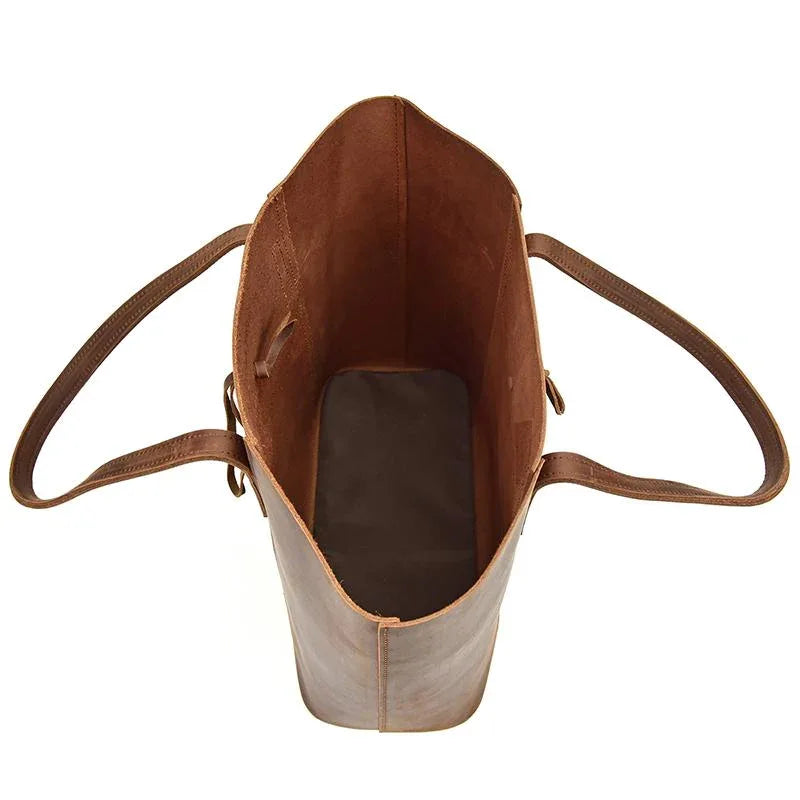 Women's Steel Horse Leather Taavi Handcrafted Crazy Horse Leather Tote Bag