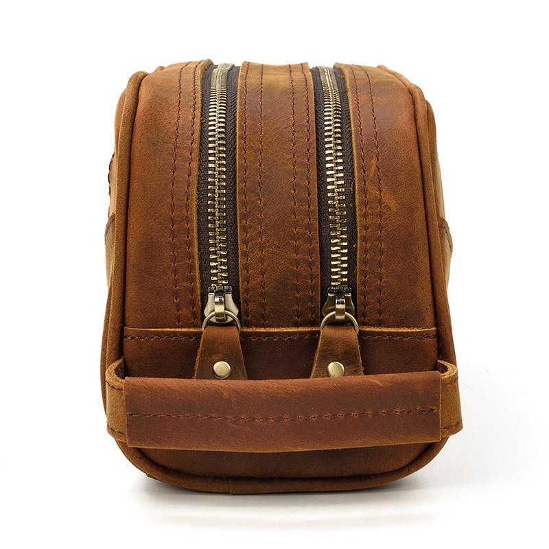 Men's Steel Horse Leather Nomad Genuine Leather Travel Toiletry Bag