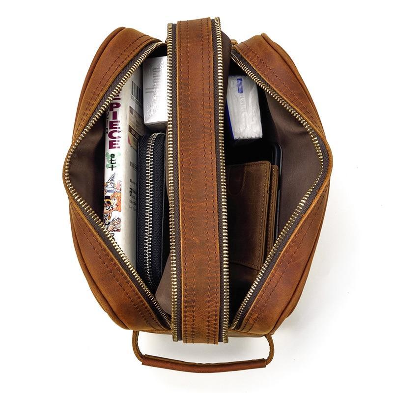 Men's Steel Horse Leather Nomad Genuine Leather Travel Toiletry Bag