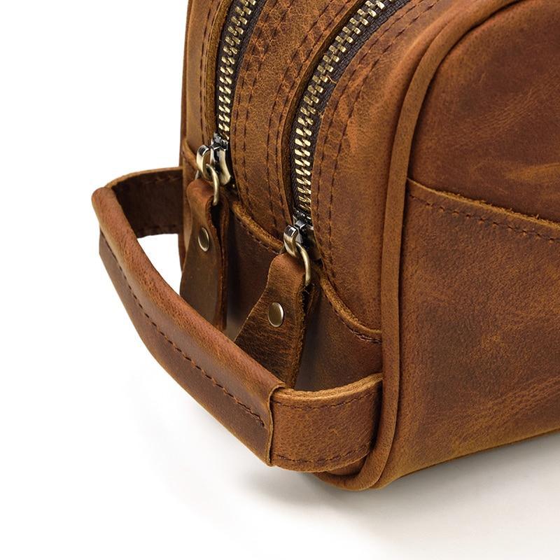 Men's Steel Horse Leather Nomad Genuine Leather Travel Toiletry Bag