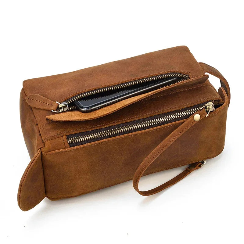 Men's Steel Horse Leather Dado Handmade Leather Dopp Kit