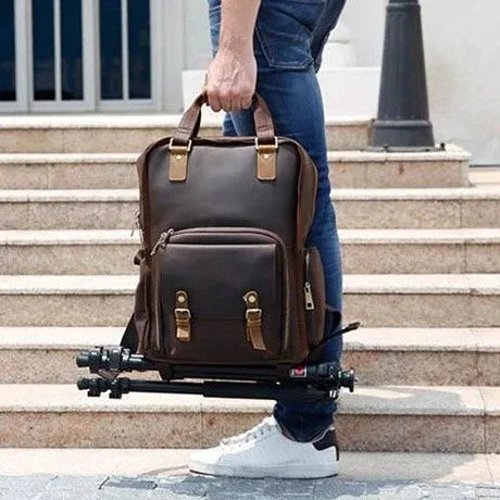 Steel Horse Leather Gaetano Full Grain Leather DSLR Camera Backpack