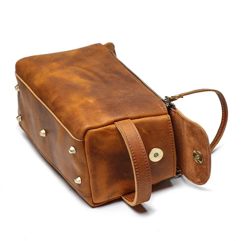 Men's Steel Horse Leather Dado Handmade Leather Dopp Kit