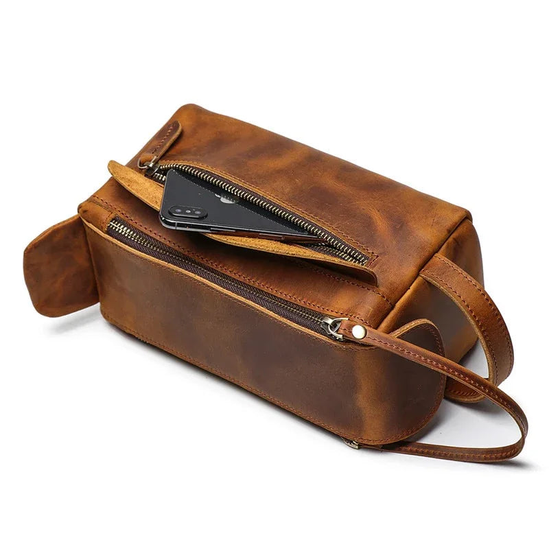 Men's Steel Horse Leather Dado Handmade Leather Dopp Kit