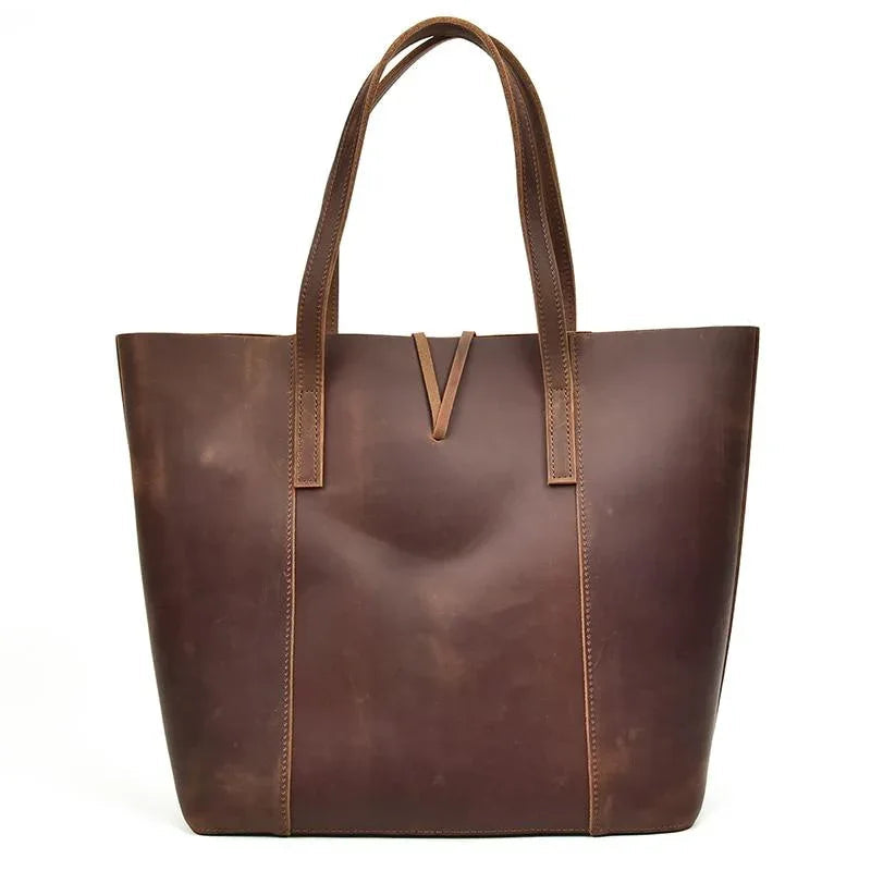 Women's Steel Horse Leather Taavi Handcrafted Crazy Horse Leather Tote Bag