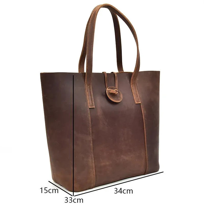 Women's Steel Horse Leather Taavi Handcrafted Crazy Horse Leather Tote Bag
