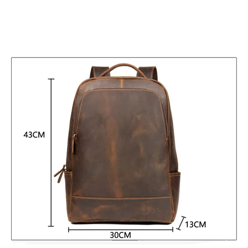 Men's Steel Horse Leather Vernon Minimalist Crazy Horse Leather Backpack