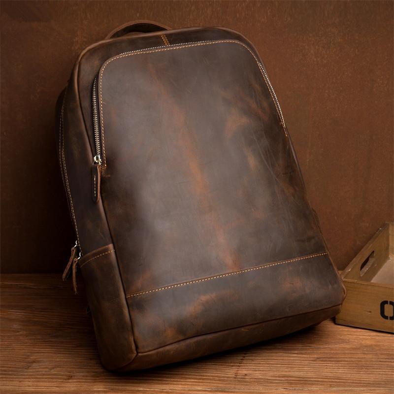 Men's Steel Horse Leather Vernon Minimalist Crazy Horse Leather Backpack