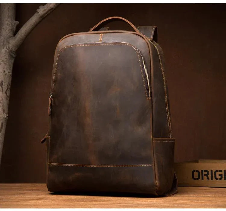 Men's Steel Horse Leather Vernon Minimalist Crazy Horse Leather Backpack