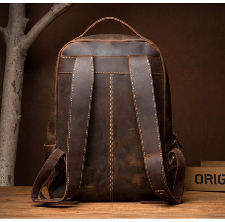 Men's Steel Horse Leather Vernon Minimalist Crazy Horse Leather Backpack