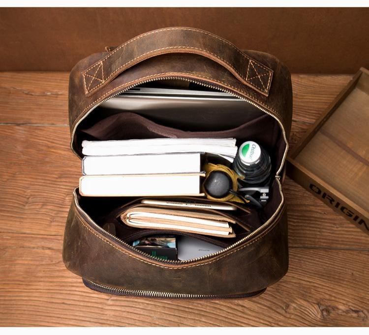 Men's Steel Horse Leather Vernon Minimalist Crazy Horse Leather Backpack