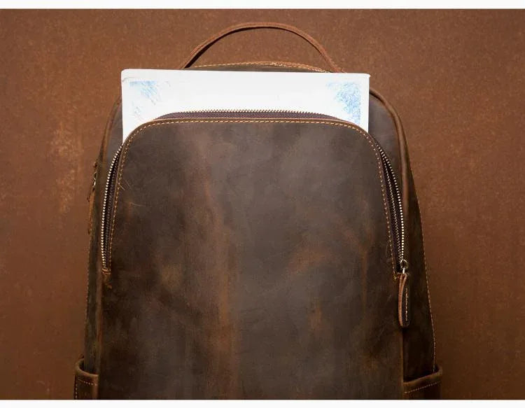 Men's Steel Horse Leather Vernon Minimalist Crazy Horse Leather Backpack