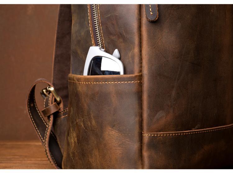 Men's Steel Horse Leather Vernon Minimalist Crazy Horse Leather Backpack
