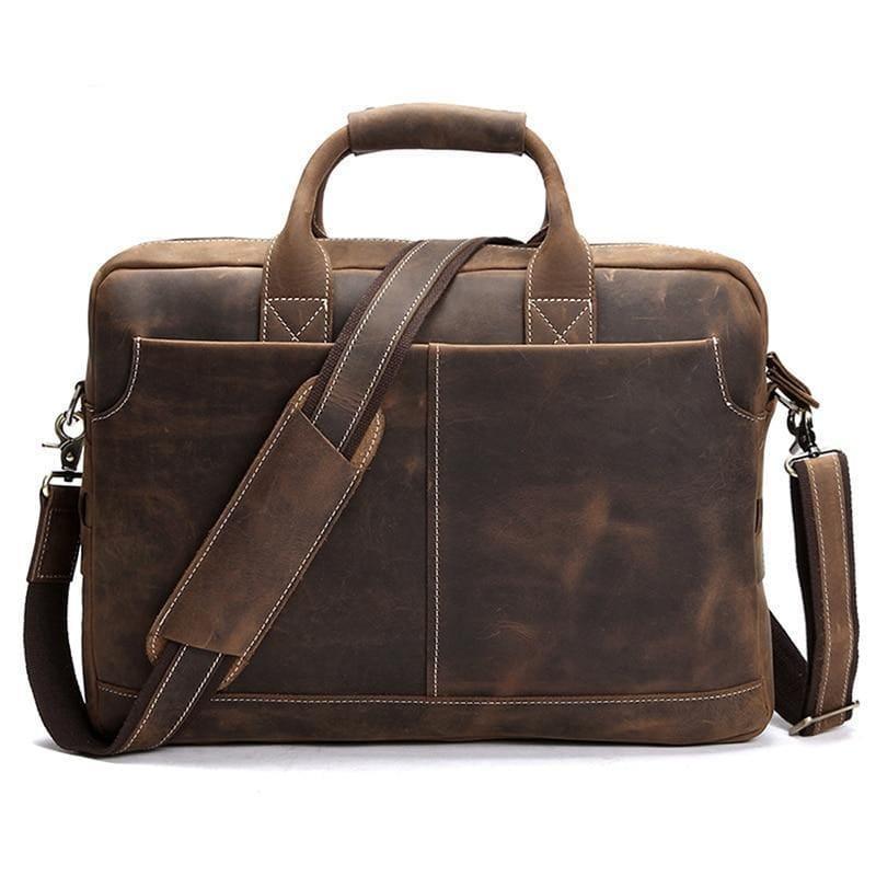 Men's Steel Horse Leather Welch Vintage Leather Briefcase Messenger Bag