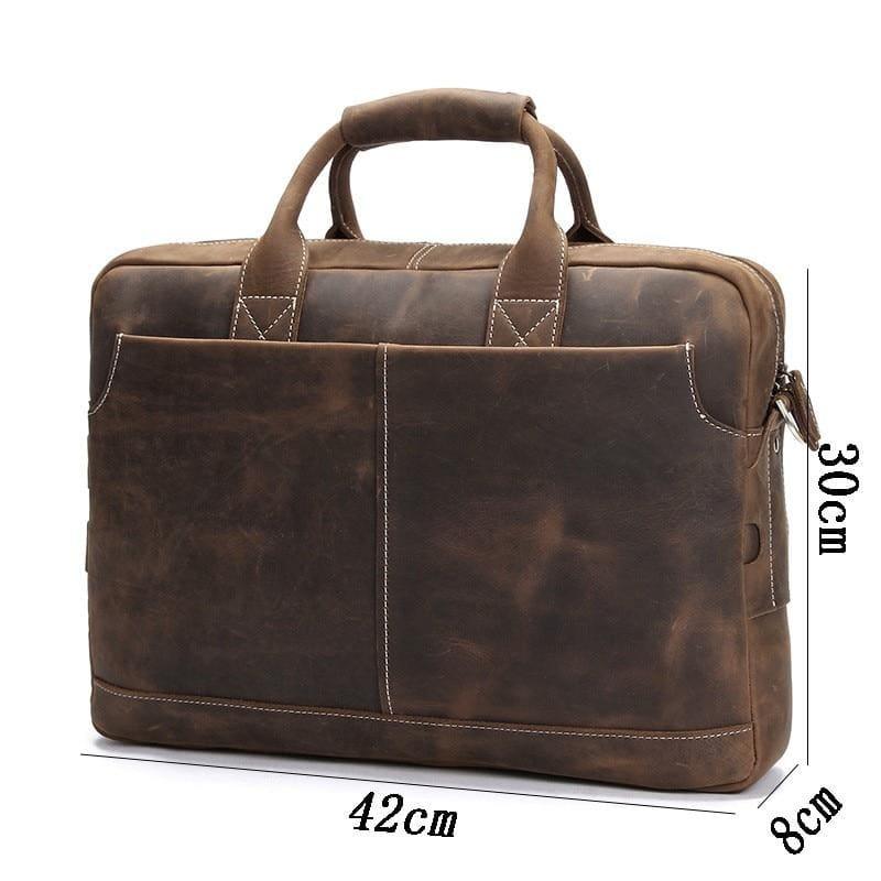 Men's Steel Horse Leather Welch Vintage Leather Briefcase Messenger Bag