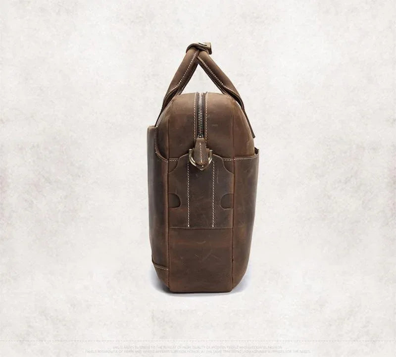 Men's Steel Horse Leather Welch Vintage Leather Briefcase Messenger Bag