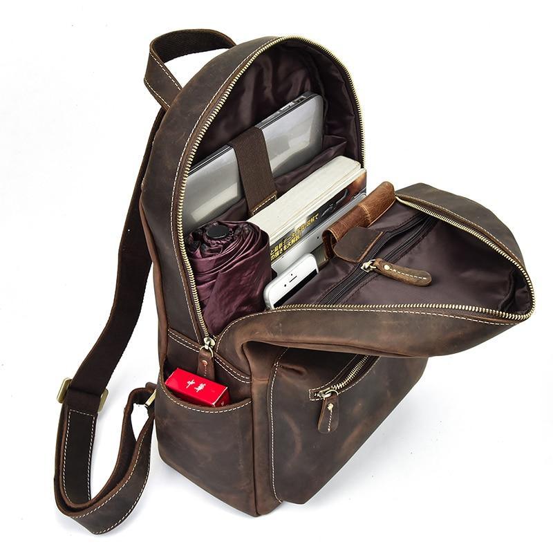 Men's Steel Horse Leather Calder Handcrafted Crazy Horse Leather Backpack